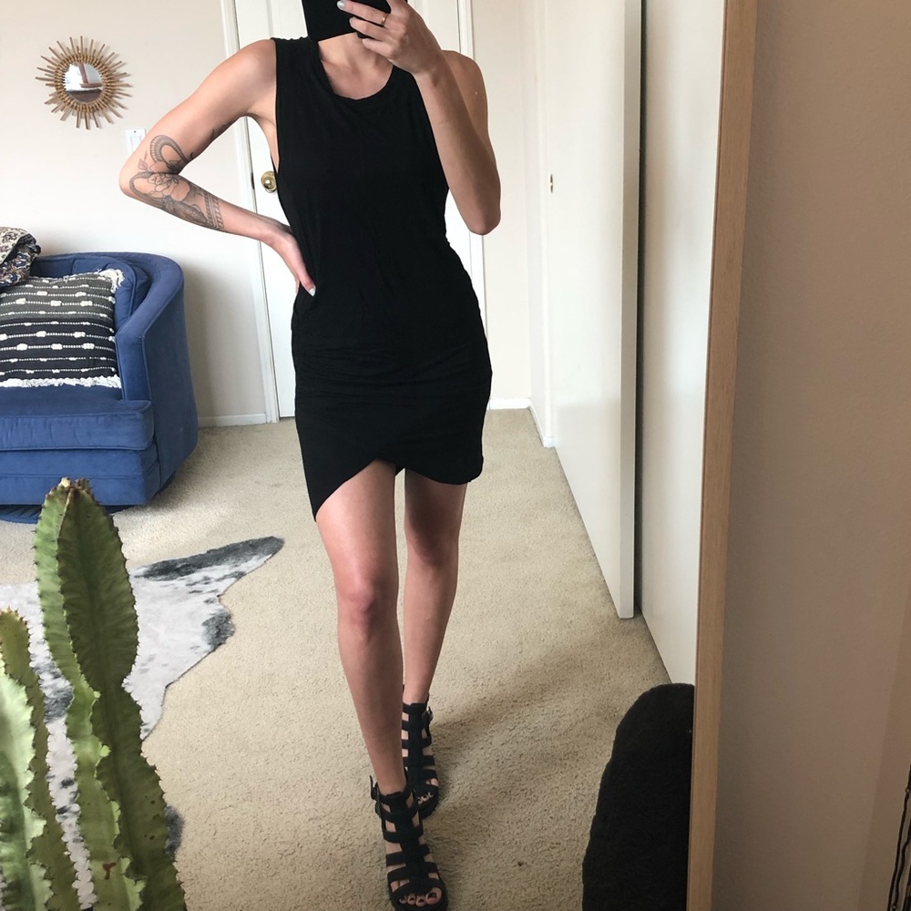 Thieves Like Us black overlap mini dress